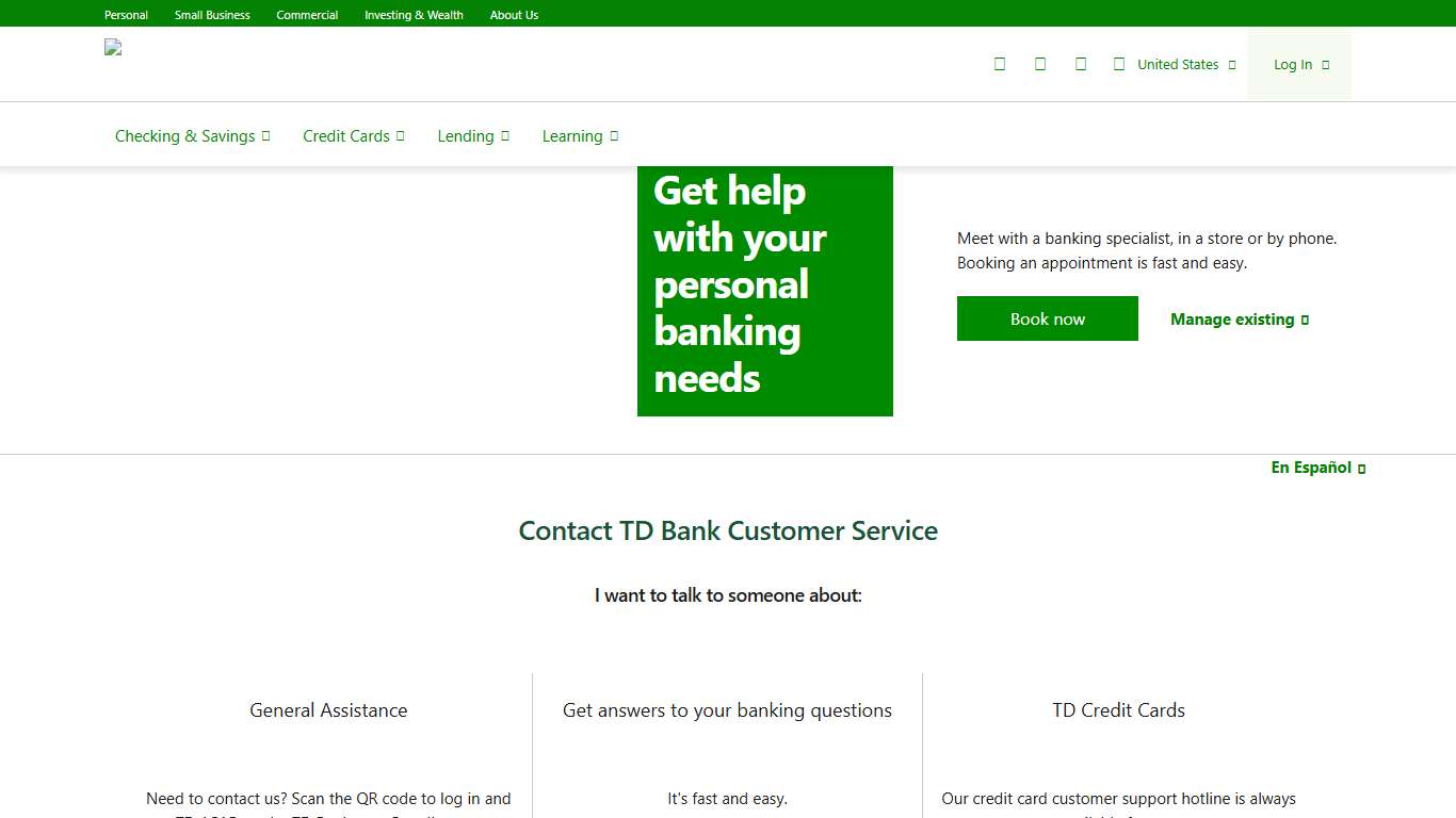 TD Bank Contact Us - Customer Service & Product Help Phone Numbers
